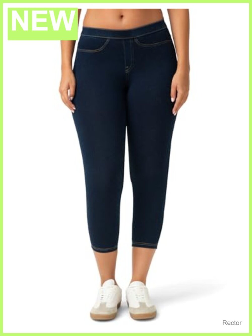 High Waisted Denim Leggings with Pockets Slim Fit Cotton Polyester Spandex
